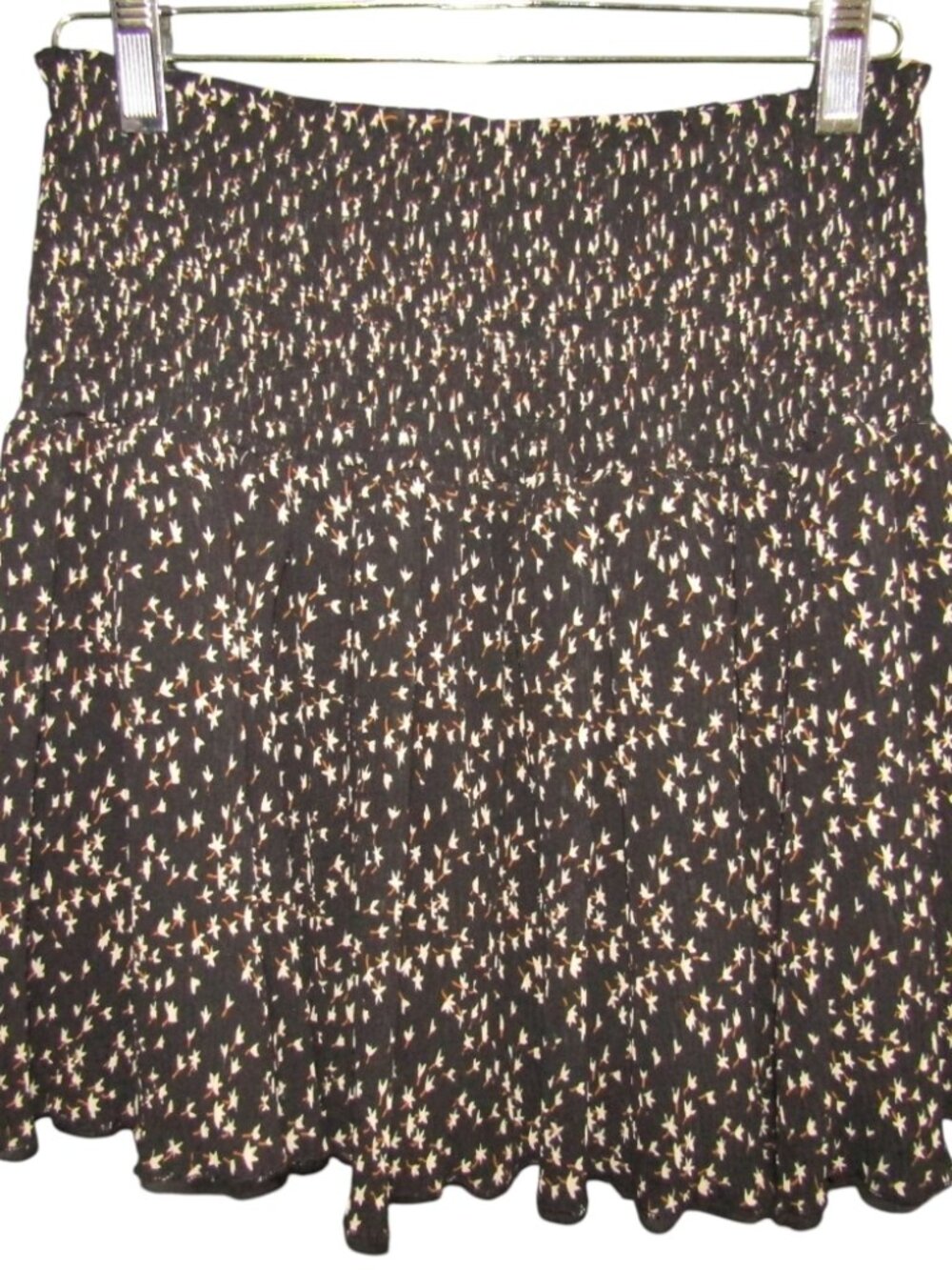Muche & Muchette Mini Crinkle Skirt Black Floral Womens One Size Smocked Waist